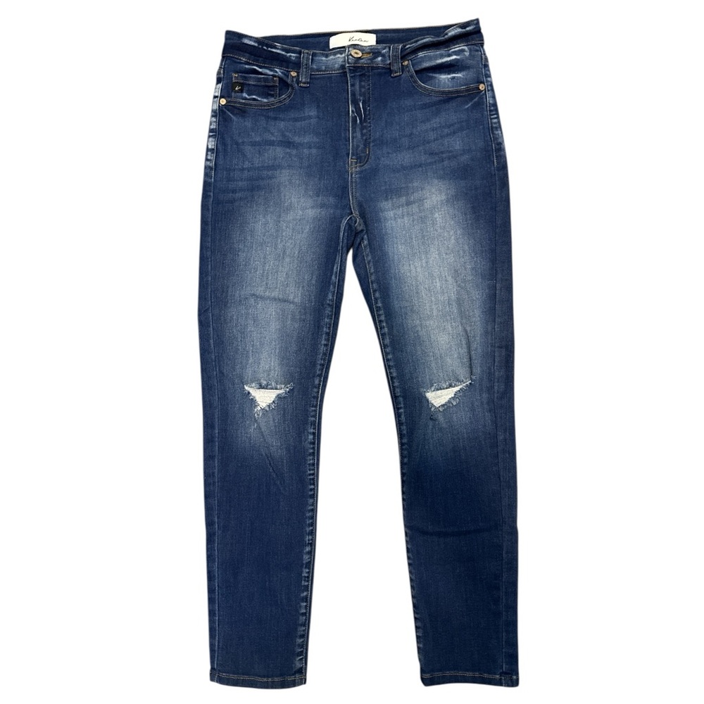 KanCan Dark Blue Skinny Jeans Distress knees Size 28‎